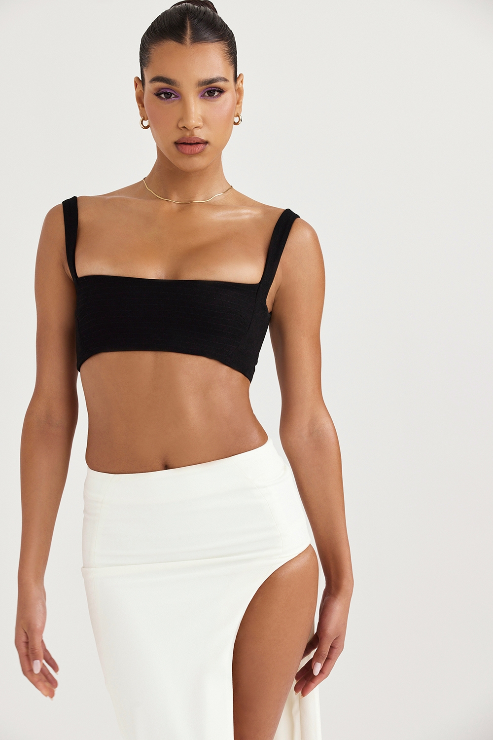 Luciana, Black Pleated Bandeau Top - SALE