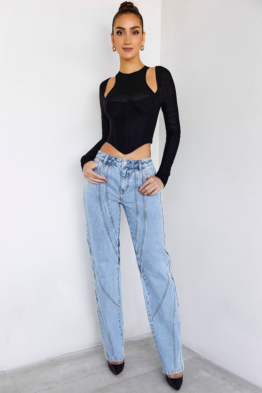 Rhythm,Mistress Rocks  Stonewash Twisted Seam Jeans