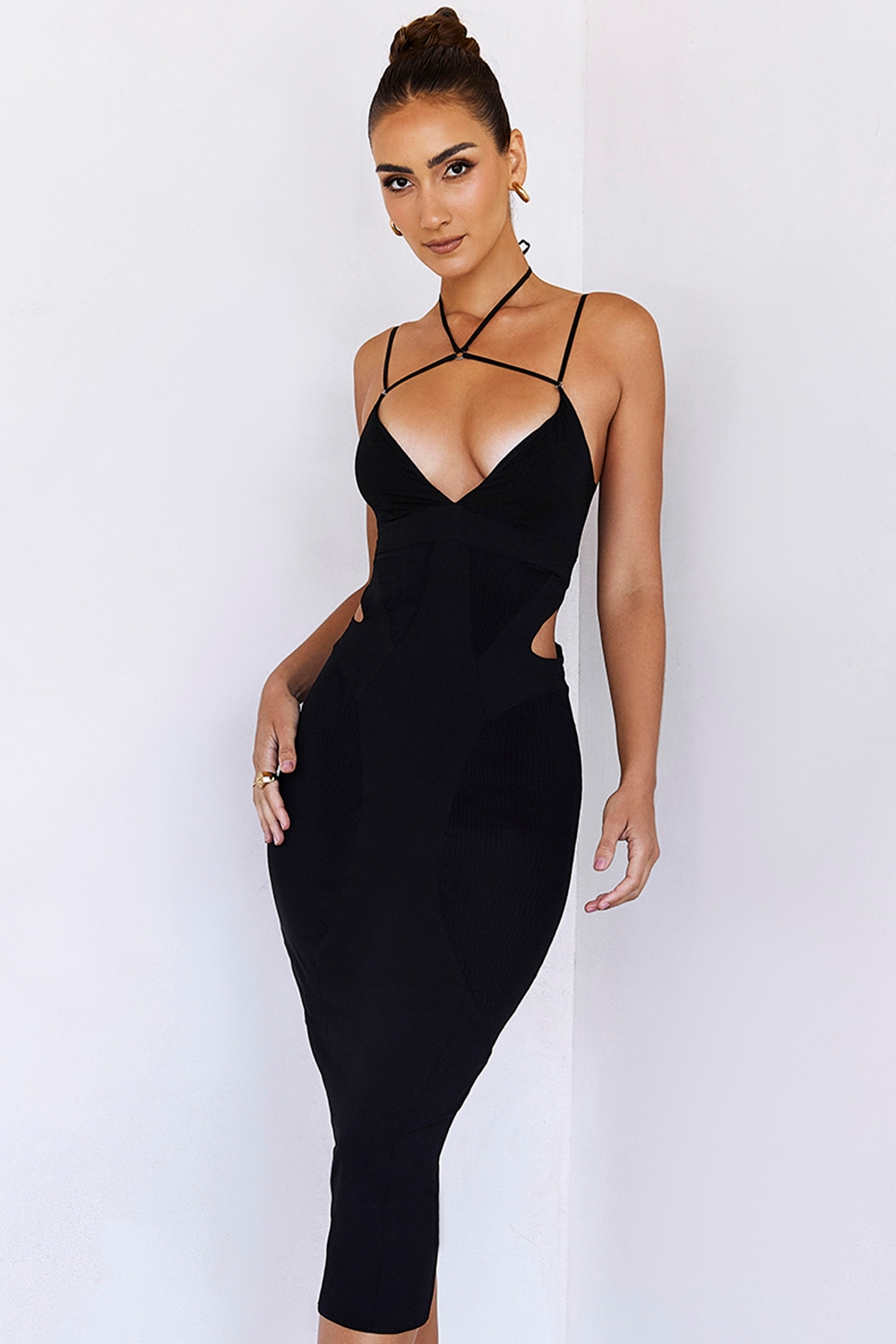 Cali Girl,Mistress Rocks  Black Bodycon Midi Dress