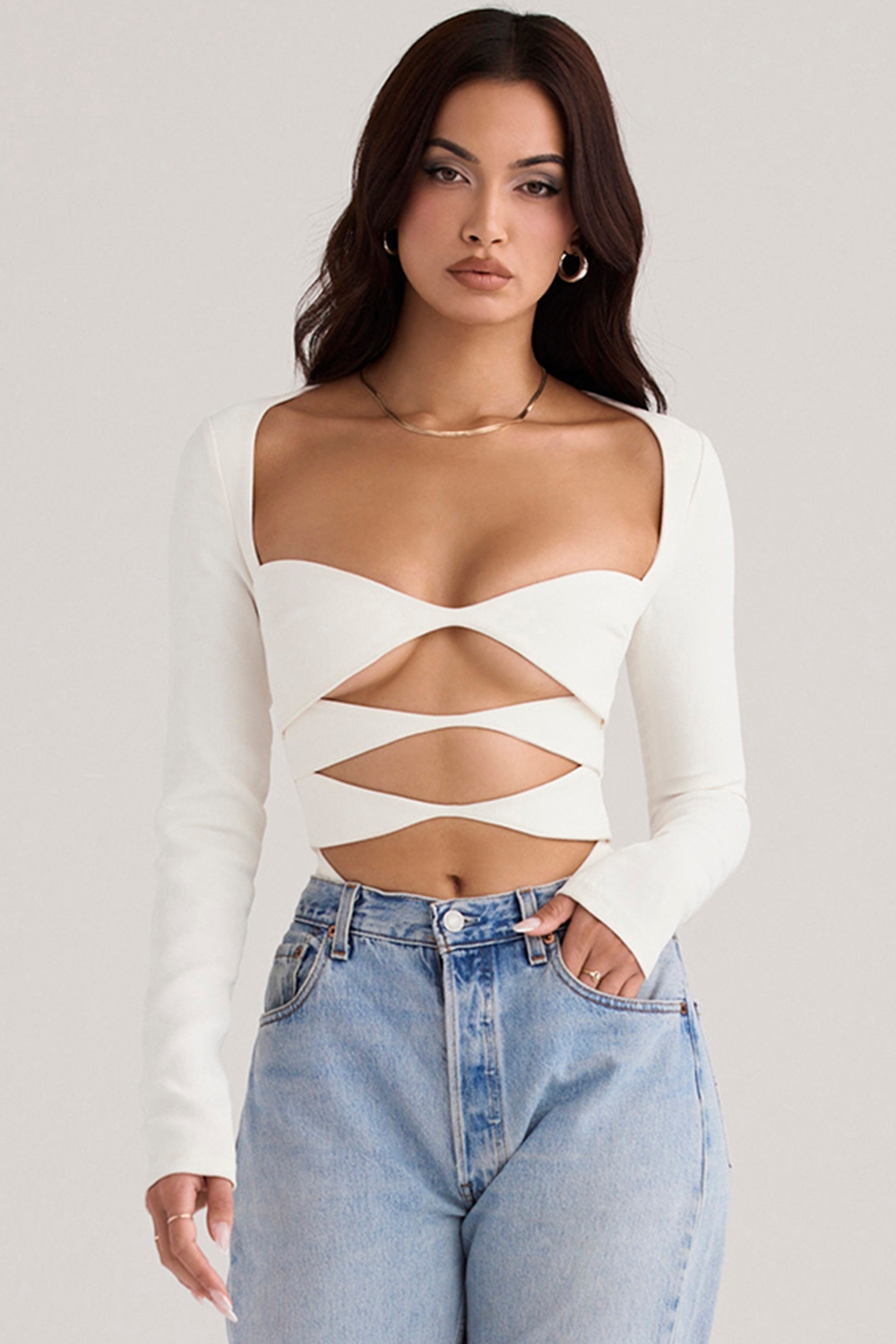 Danica, White Cutout Bodysuit