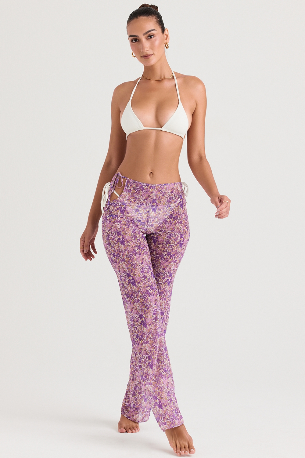 Keala, Violet Floral Cutout Trousers