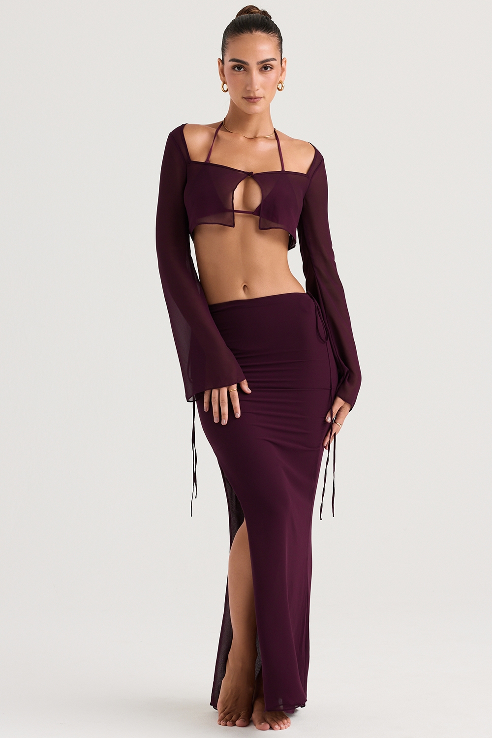 Amalfi, Prune Cutout Maxi Skirt