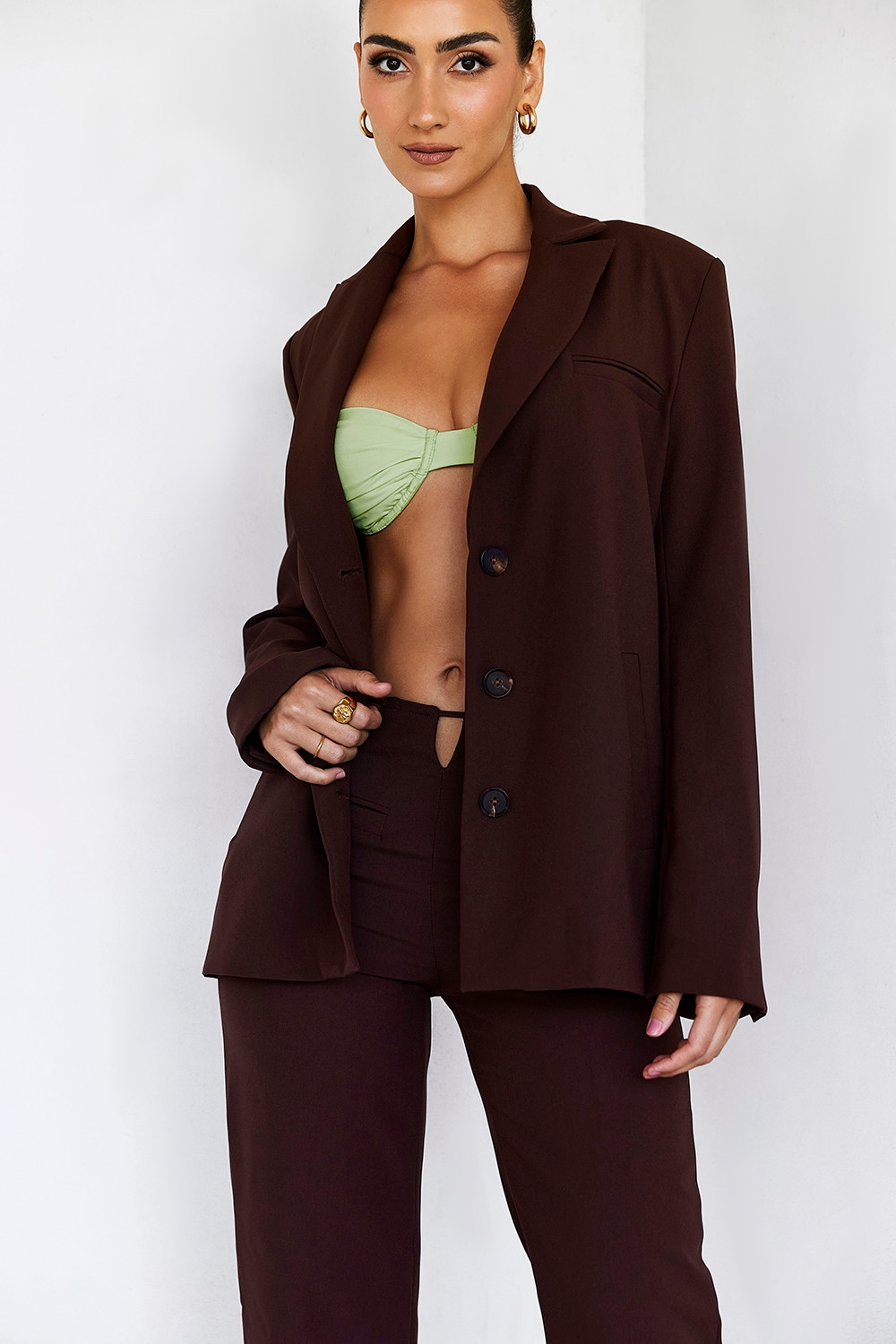 Rare,Mistress Rocks  Chocolate Boxy Suit Jacket