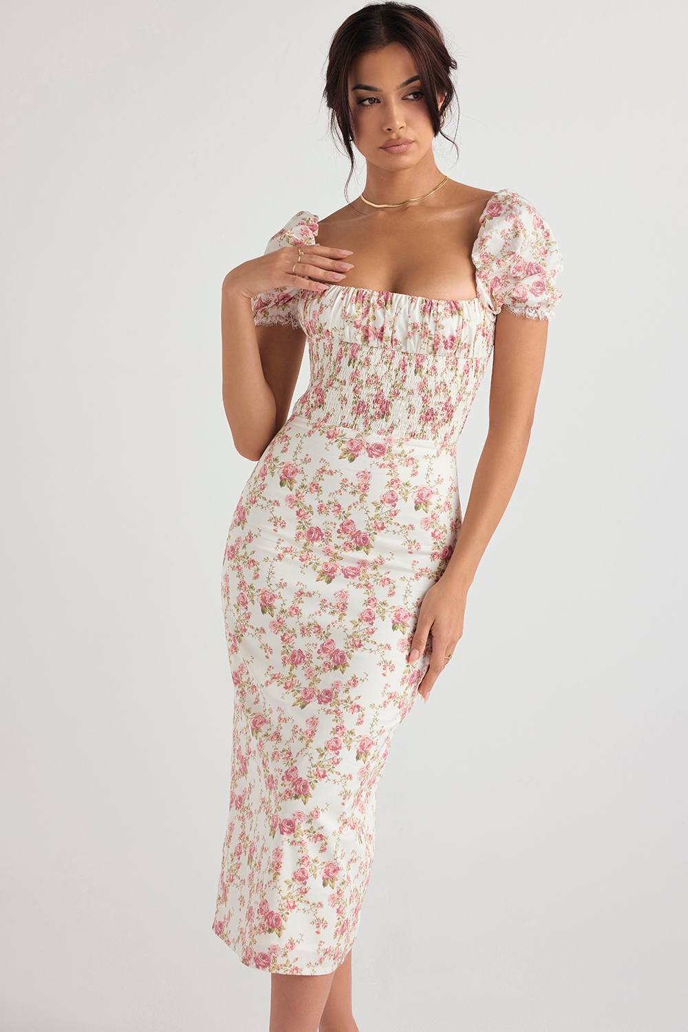 Bellucci, Rose Print Shirred Sundress