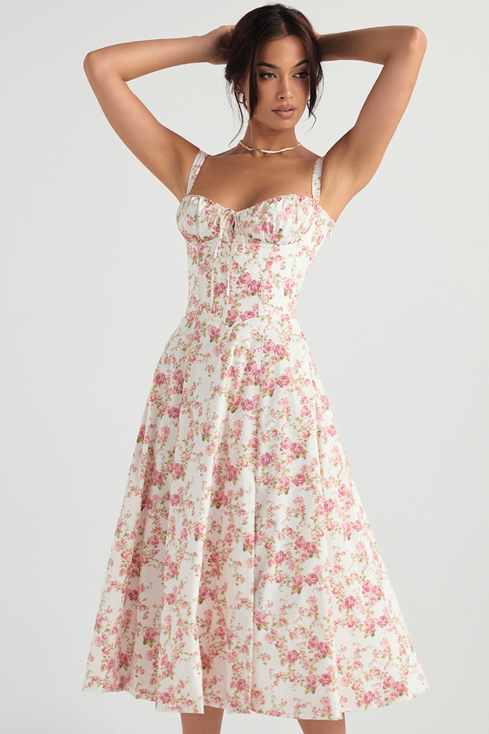 Carmen, Rose Print Bustier Sundress