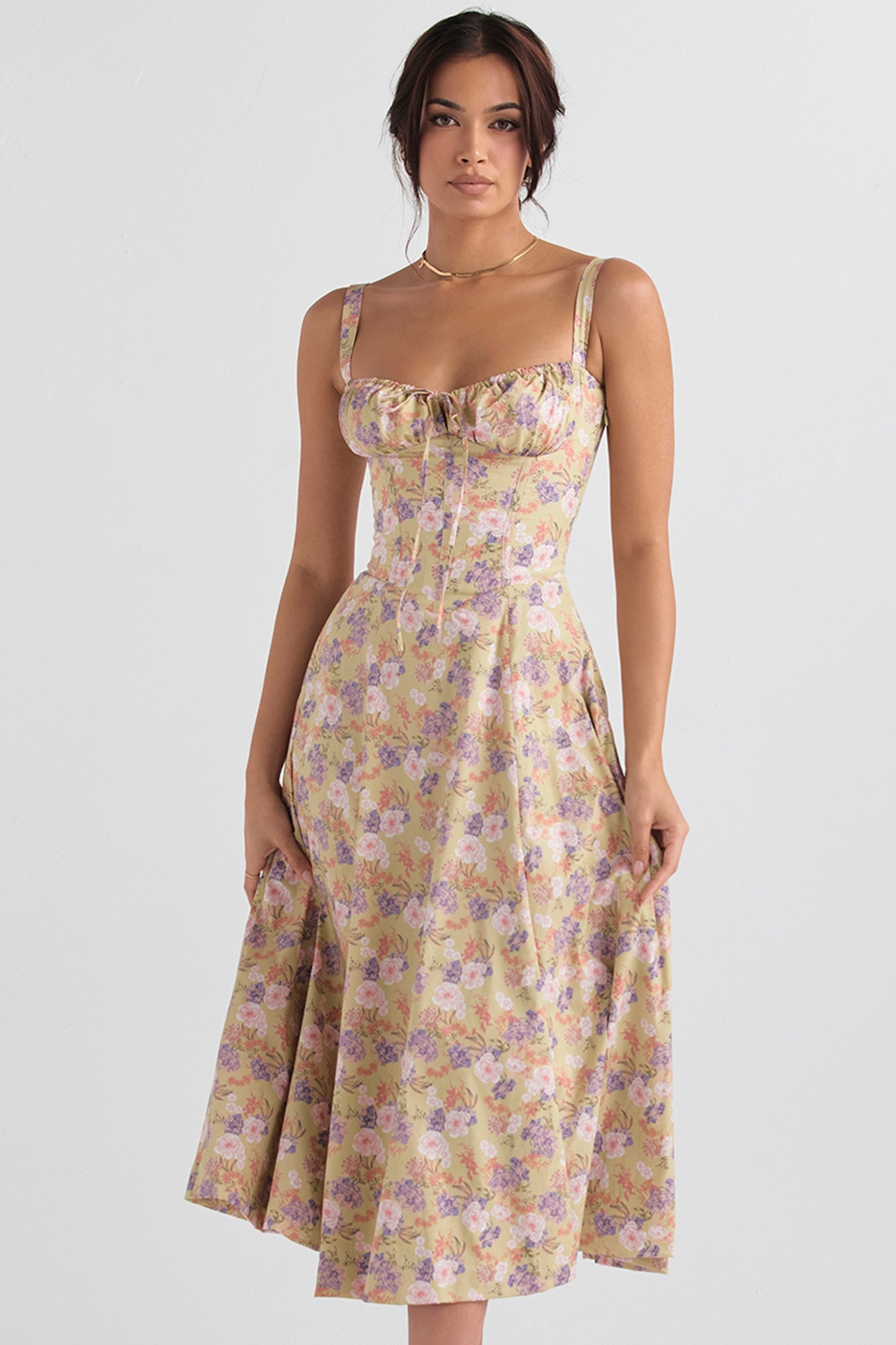 Carmen, Peony Print Bustier Sundress