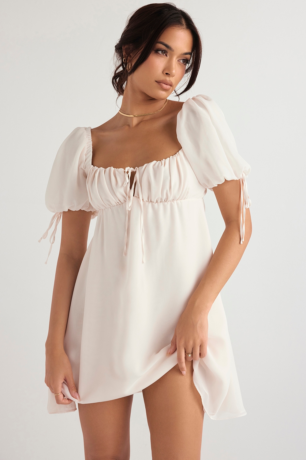 Princess, Ivory Georgette Mini Dress