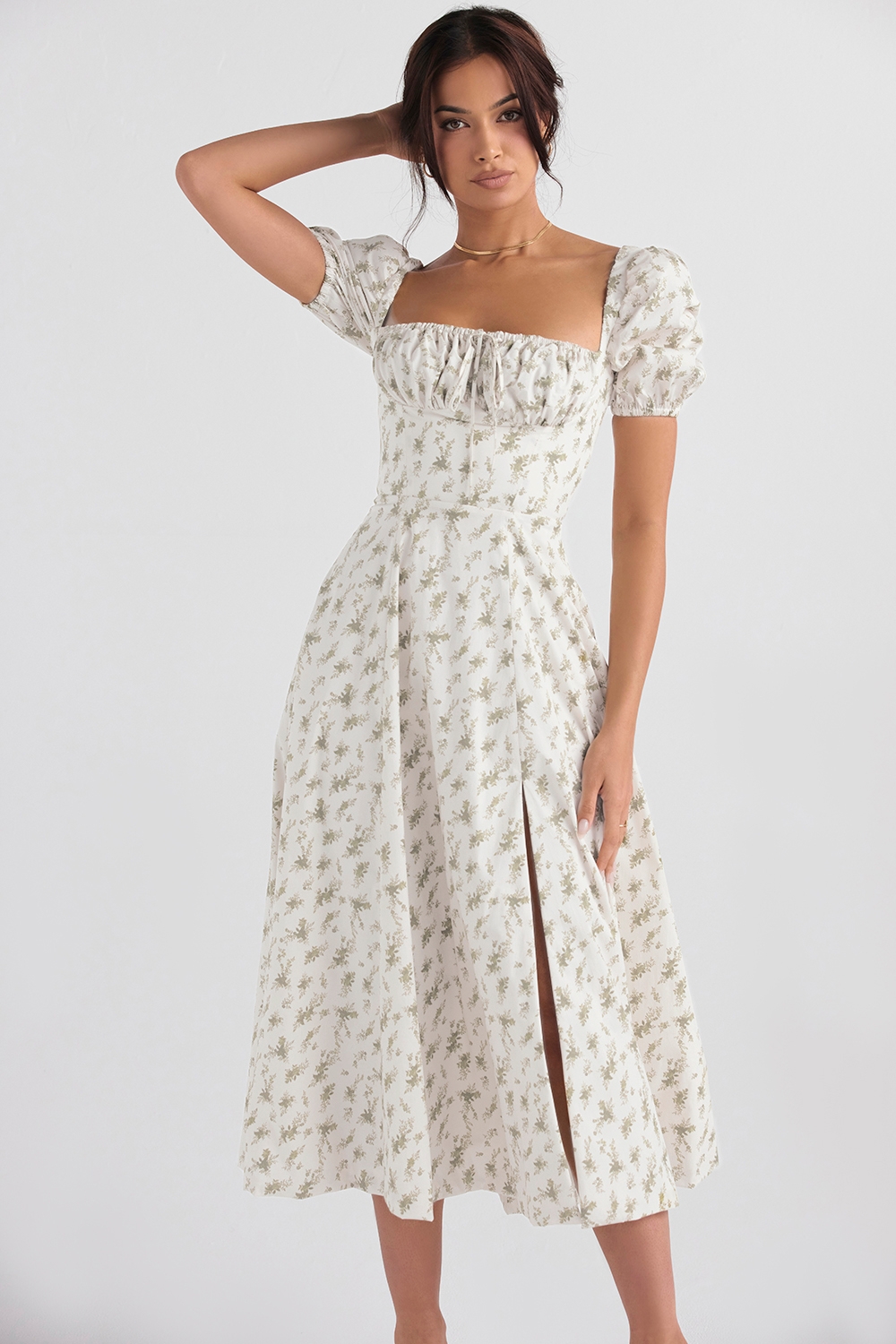 Tallulah, Garden Print Puff Sleeve Midi Sundress