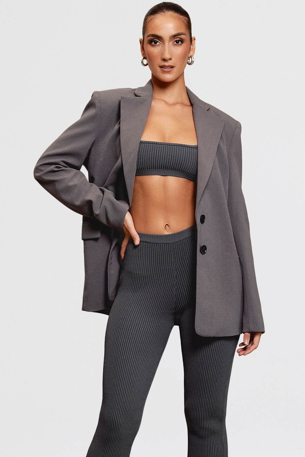 Aline, Dark Grey Oversized Blazer - SALE