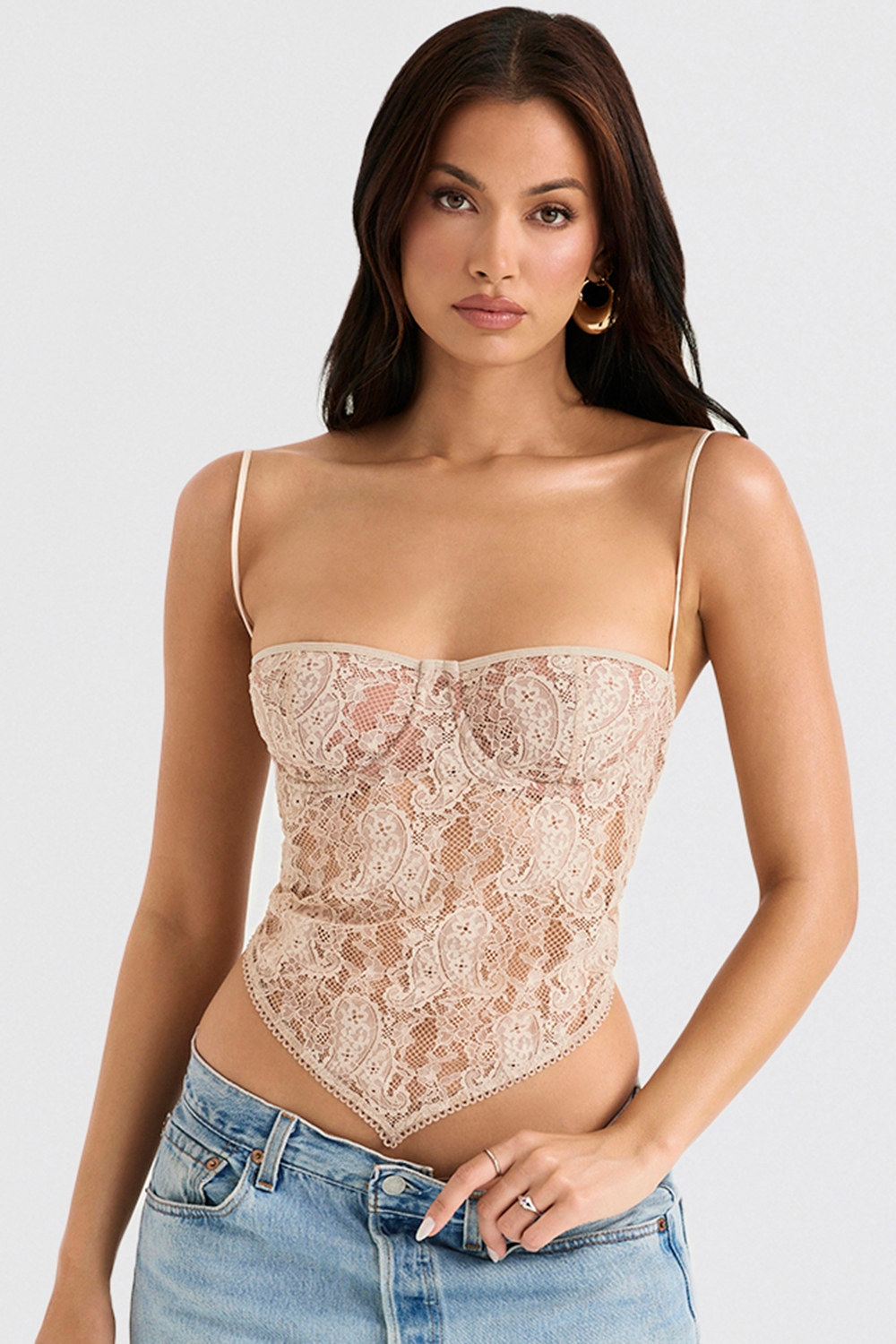 Fernanda, Cream Paisley Lace Top