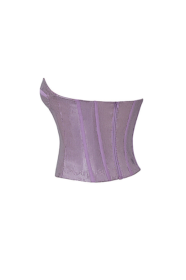 Mistress Rocks Lilac Sequin Corset - SALE-8