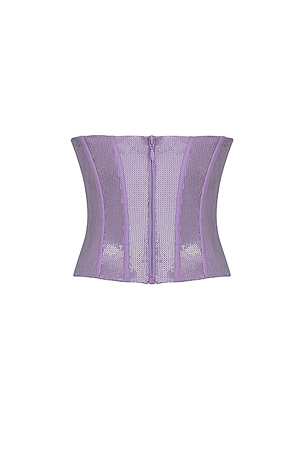 Mistress Rocks Lilac Sequin Corset - SALE-9