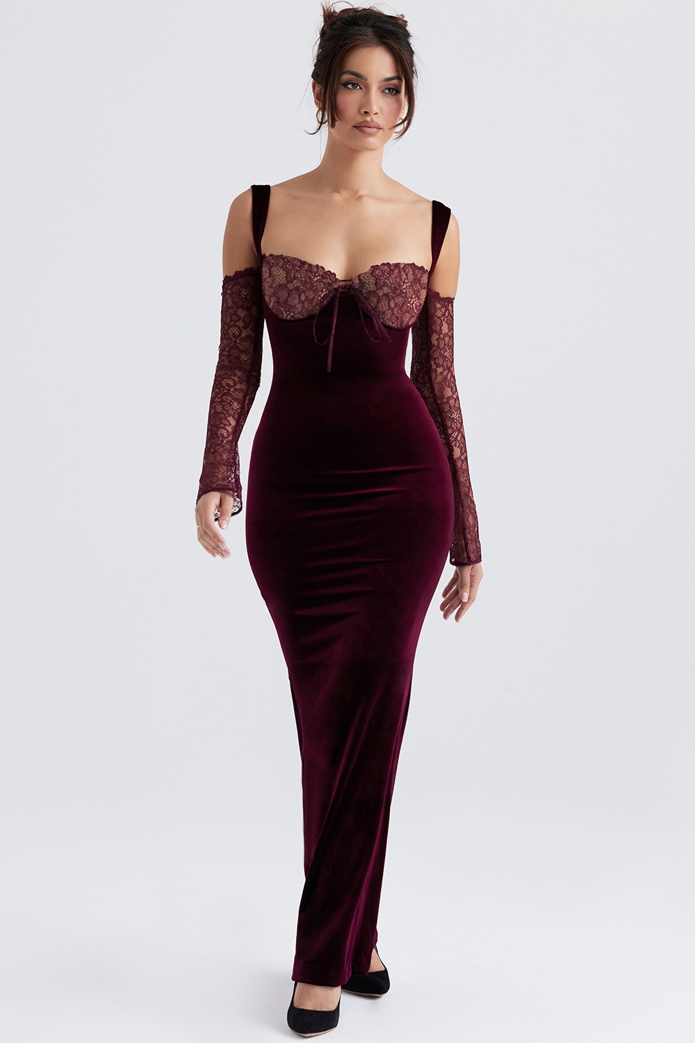 Ivy, Black Cherry Velvet Maxi Dress