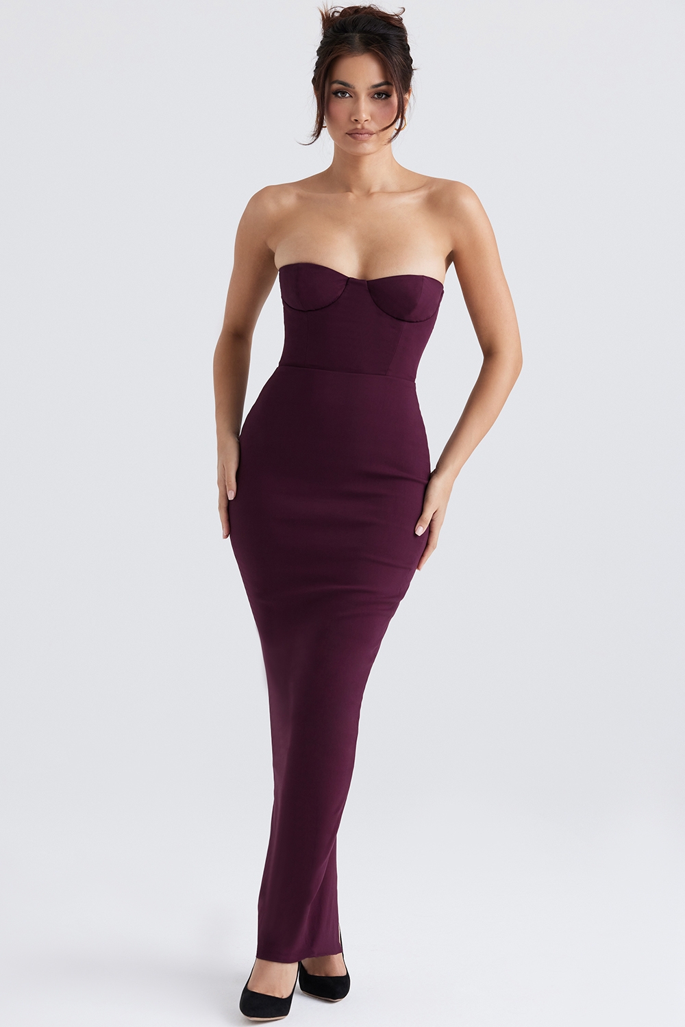 Lucia, Grape Strapless Corset Maxi Dress