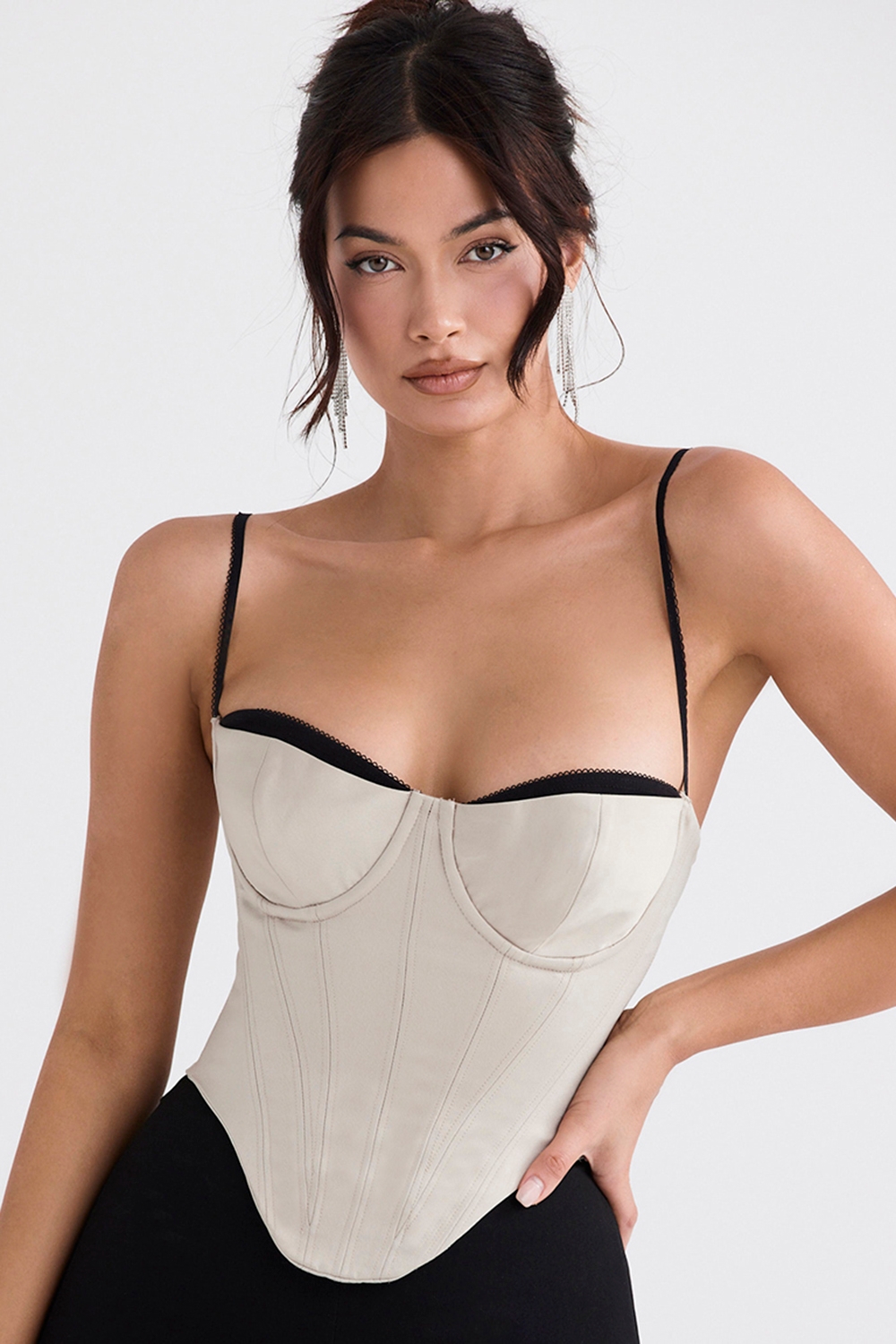 Luette, Beige Satin Underwired Corset