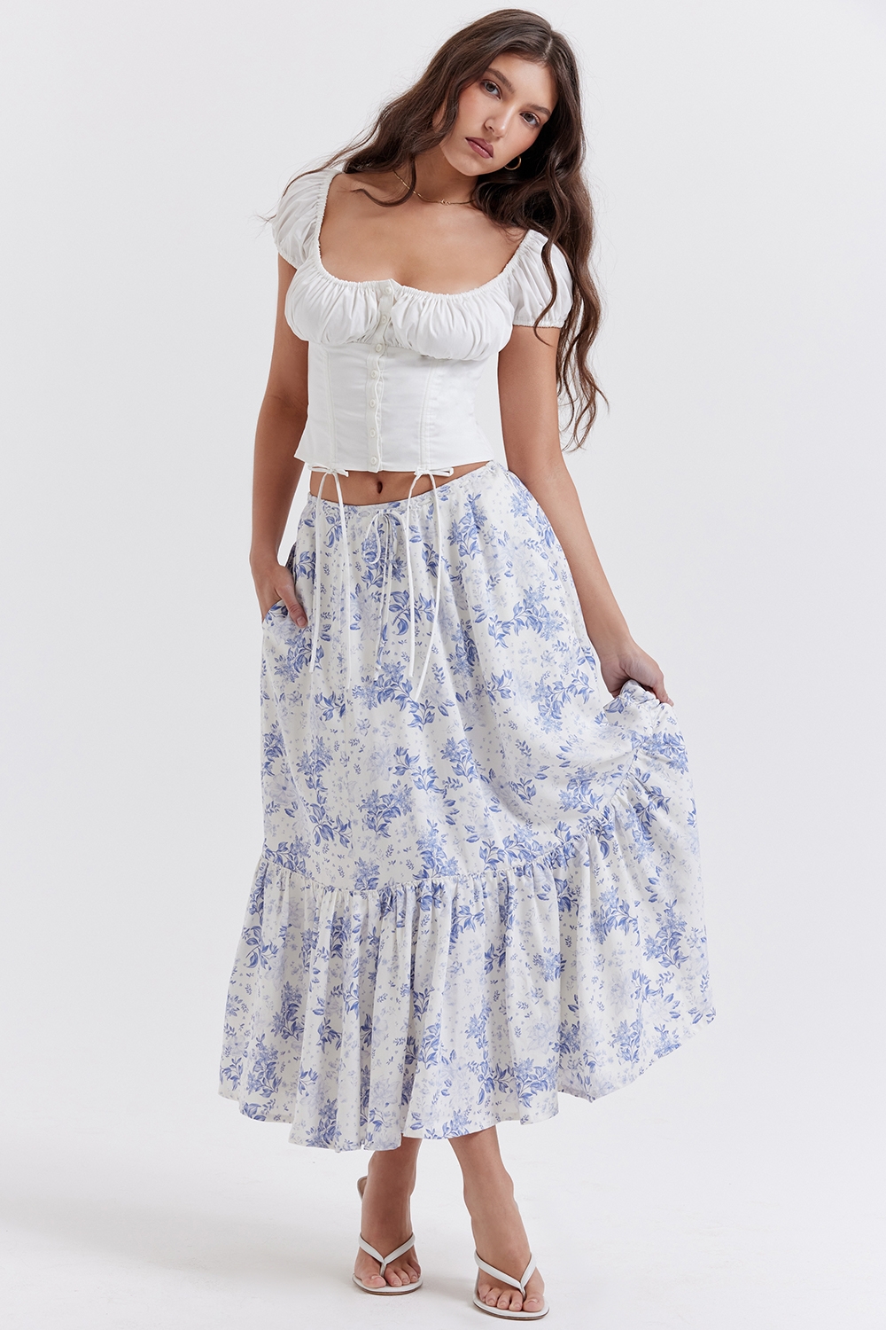 Aitana, Blue Print Midi Skirt