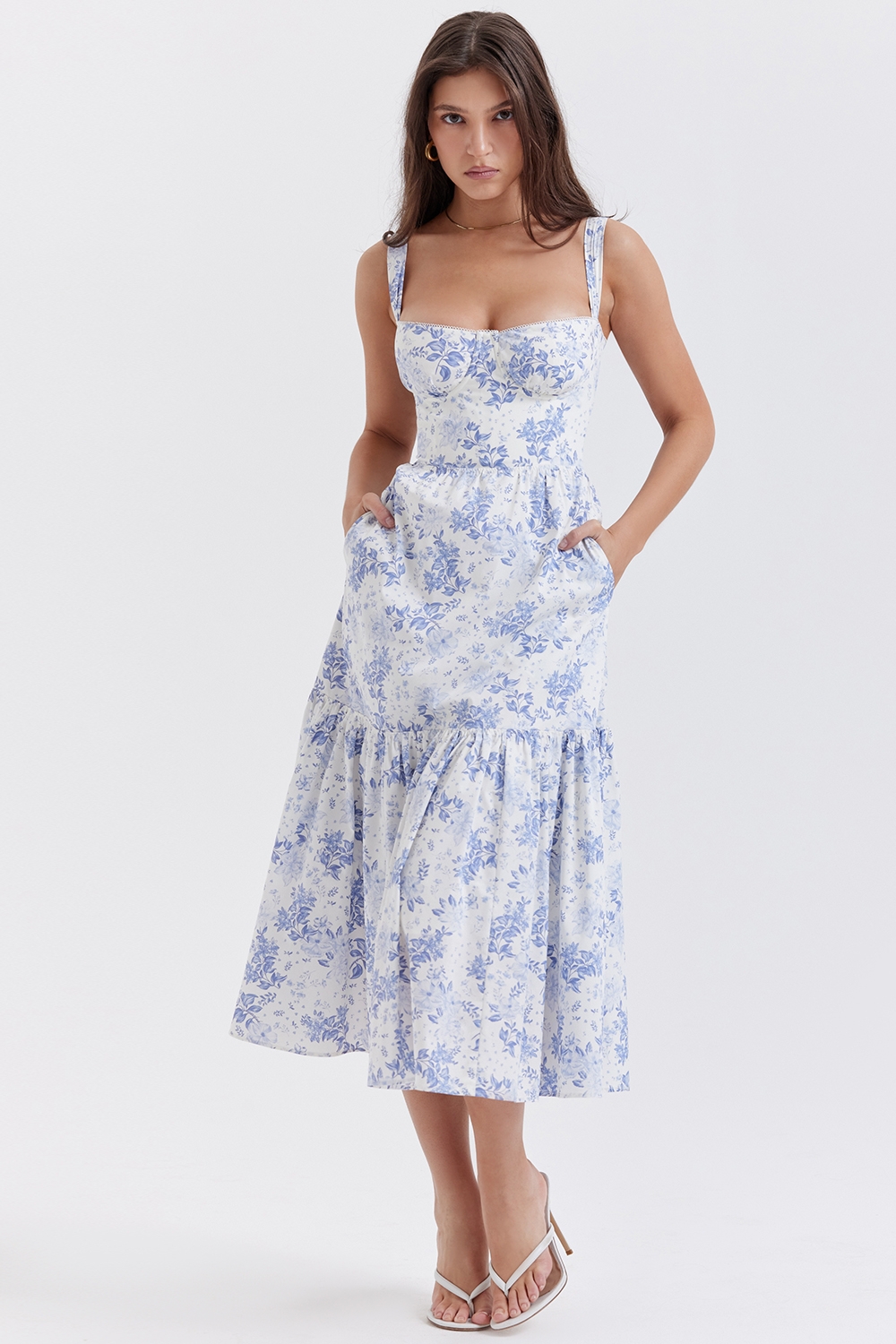 Elia, Blue Print Midi Sundress