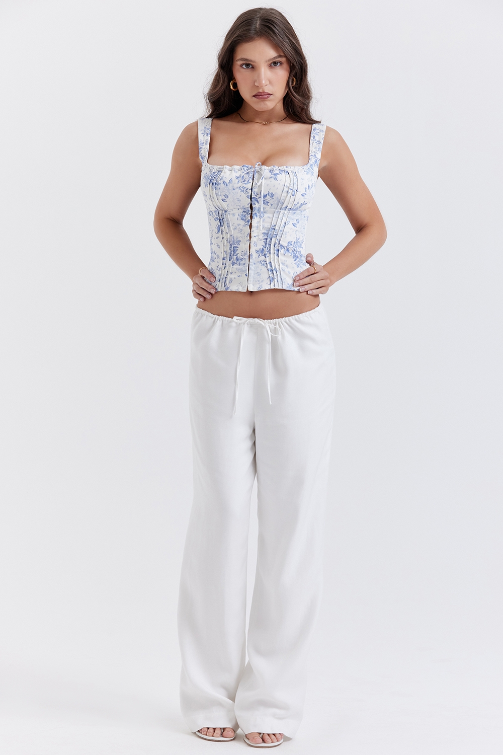 Cleo, Ivory Linen Mix Trousers