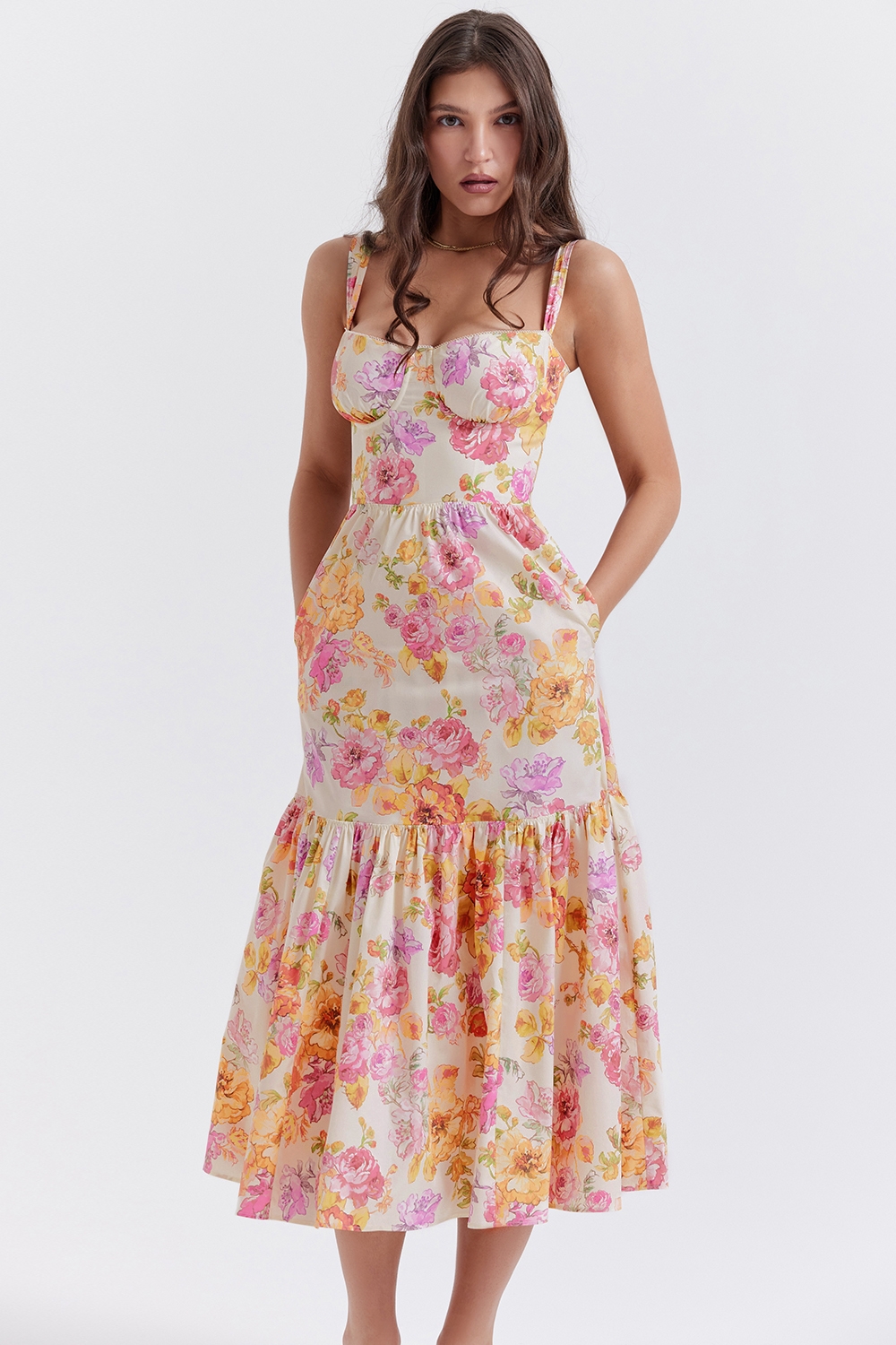 Elia, Ivory Floral Midi Sundress