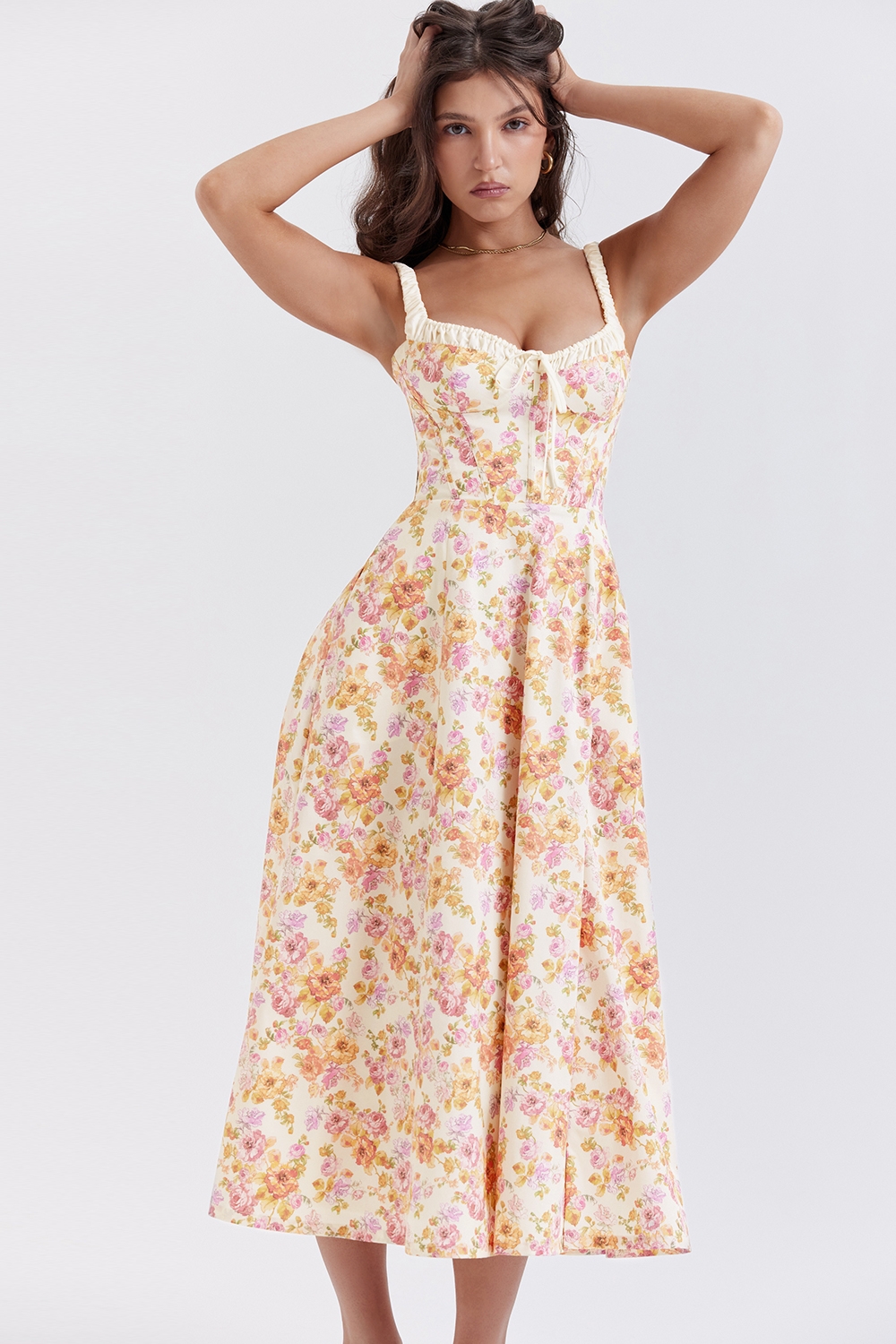 Sabrina, Ivory Print Bustier Sundress