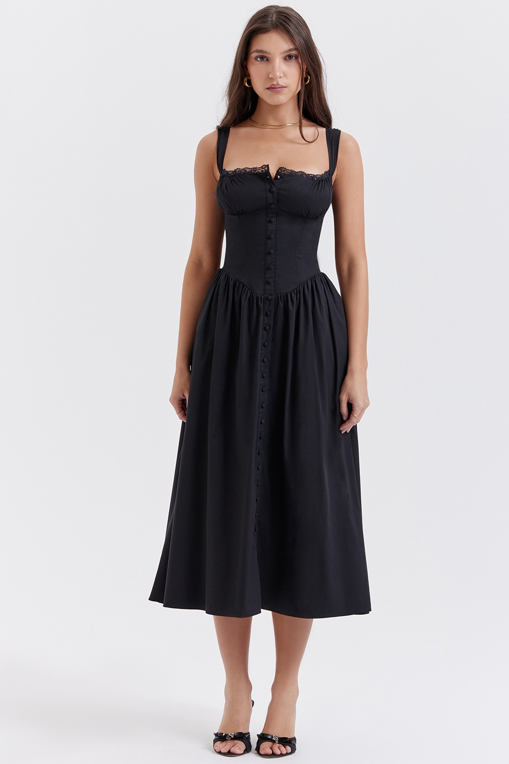 Tatiana, Black Midi Sundress