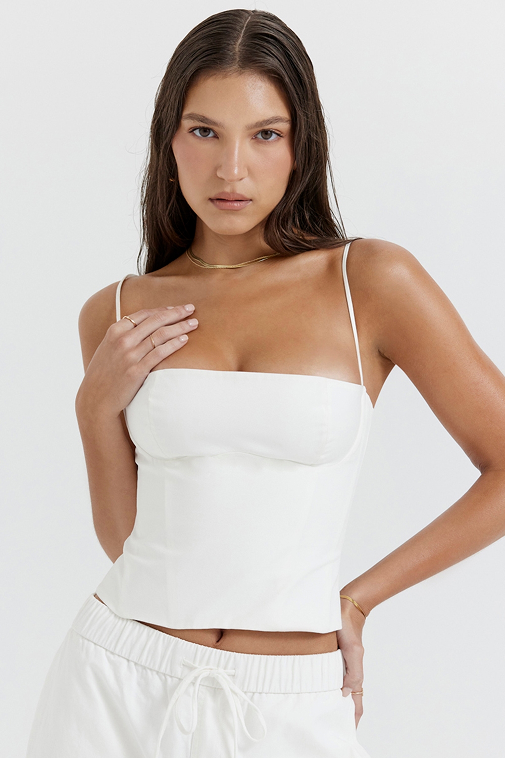 Audette, White Structured Corset