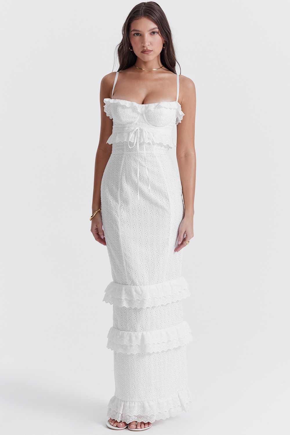 Eve, White Broderie Maxi Dress