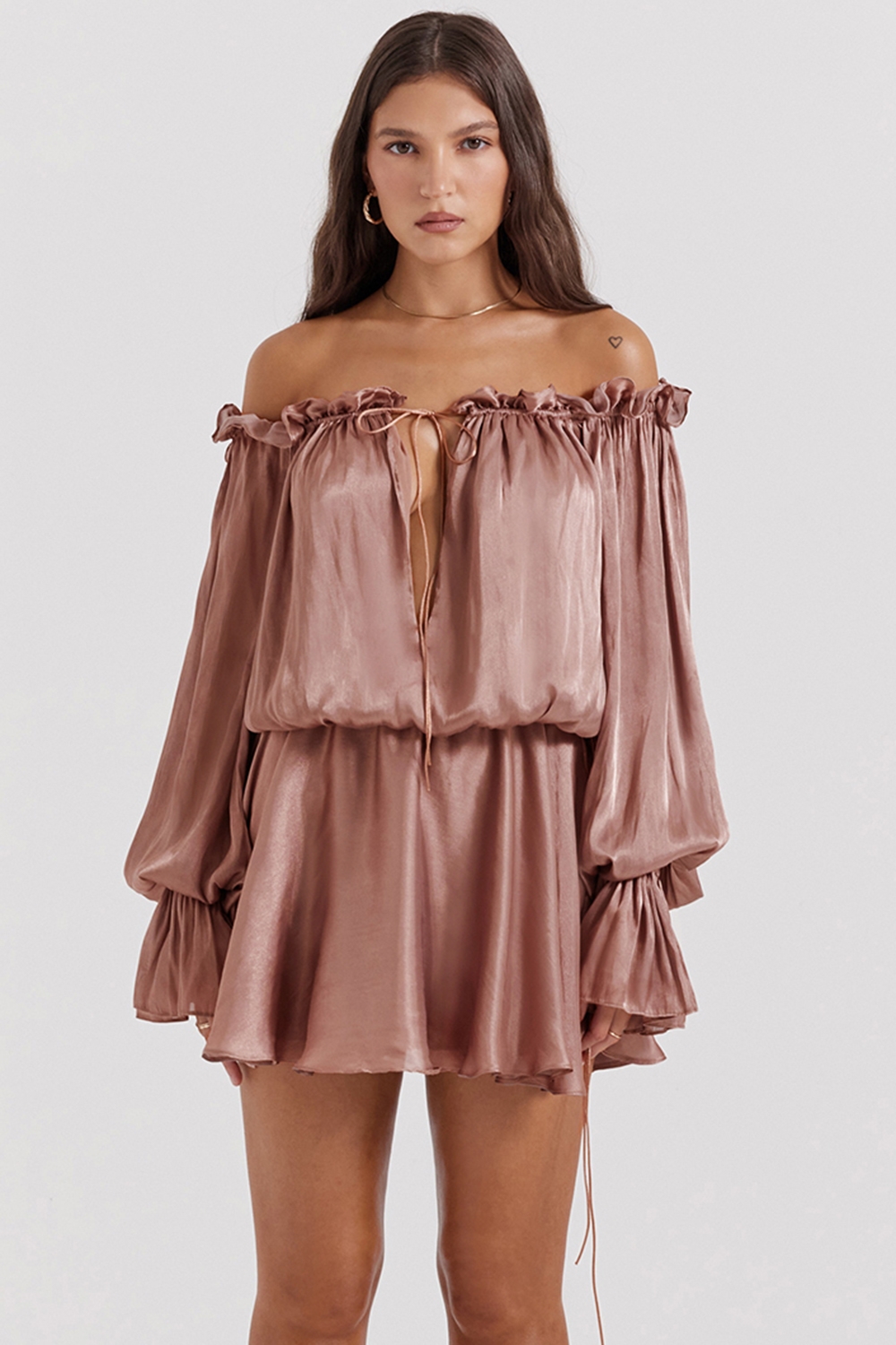 Chaya, Hazelnut Off Shoulder Dress