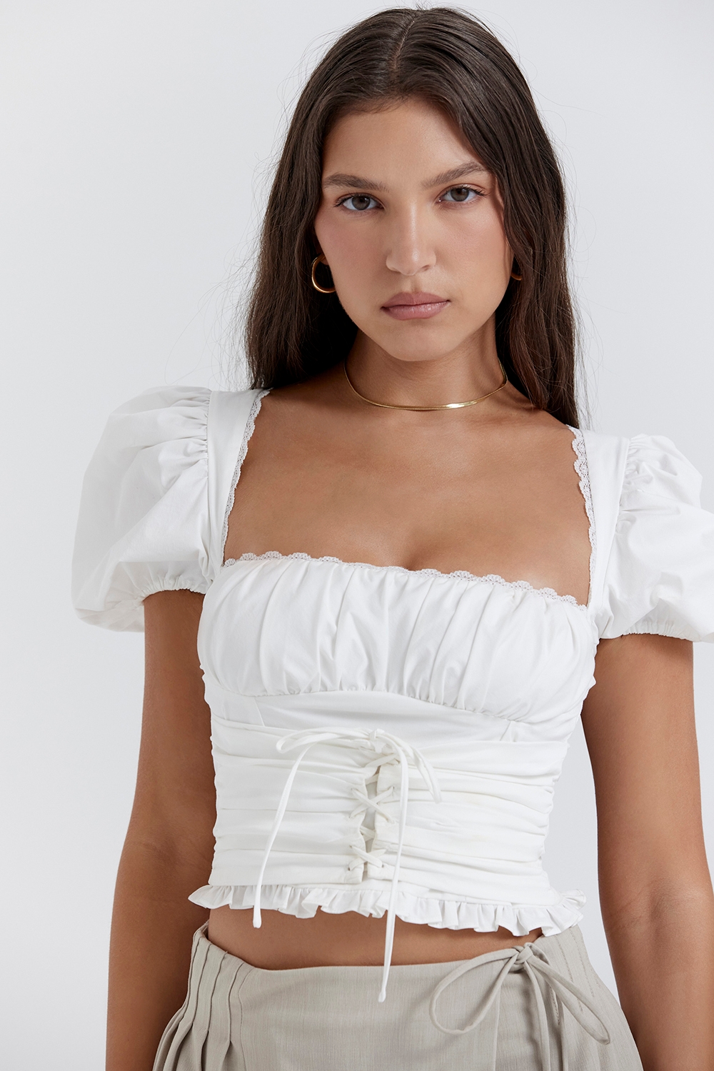 Samaya, White Gathered Top