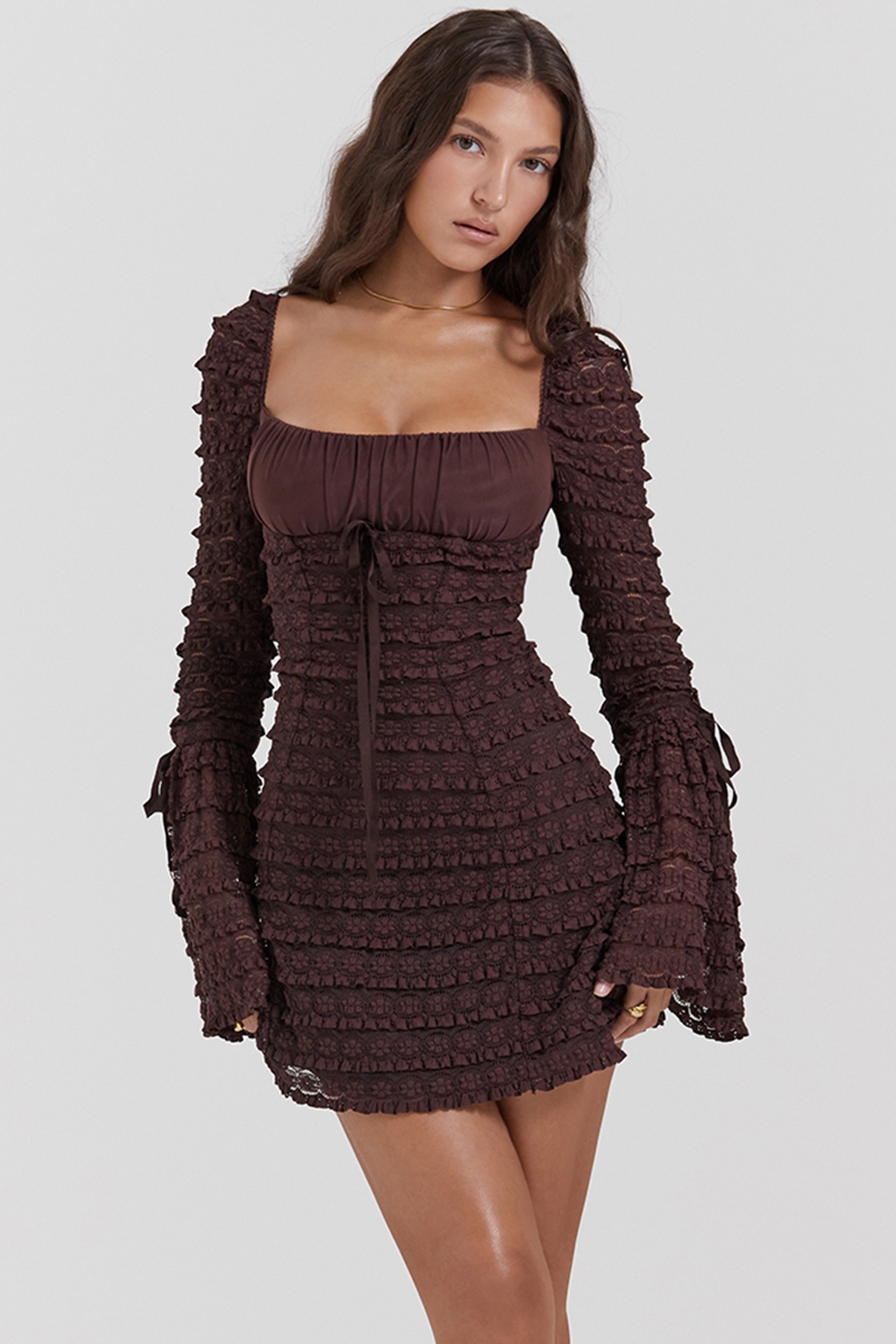 Marisa, Espresso Lace Dress