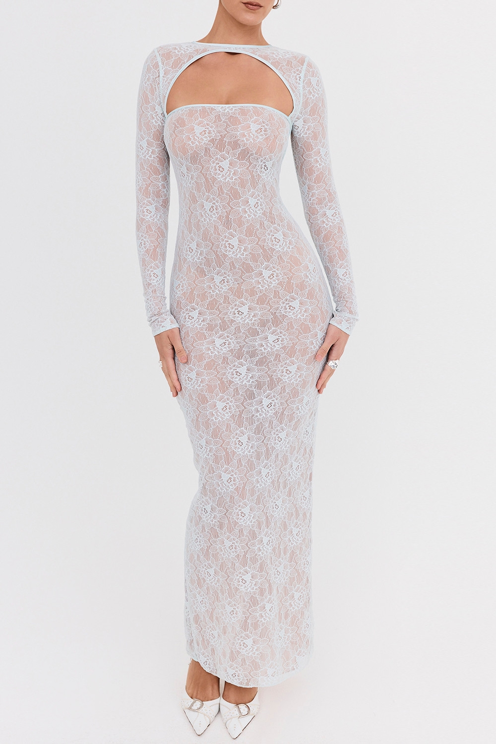 Mistress Rocks Baby Blue Lace Maxi Dress - SALE