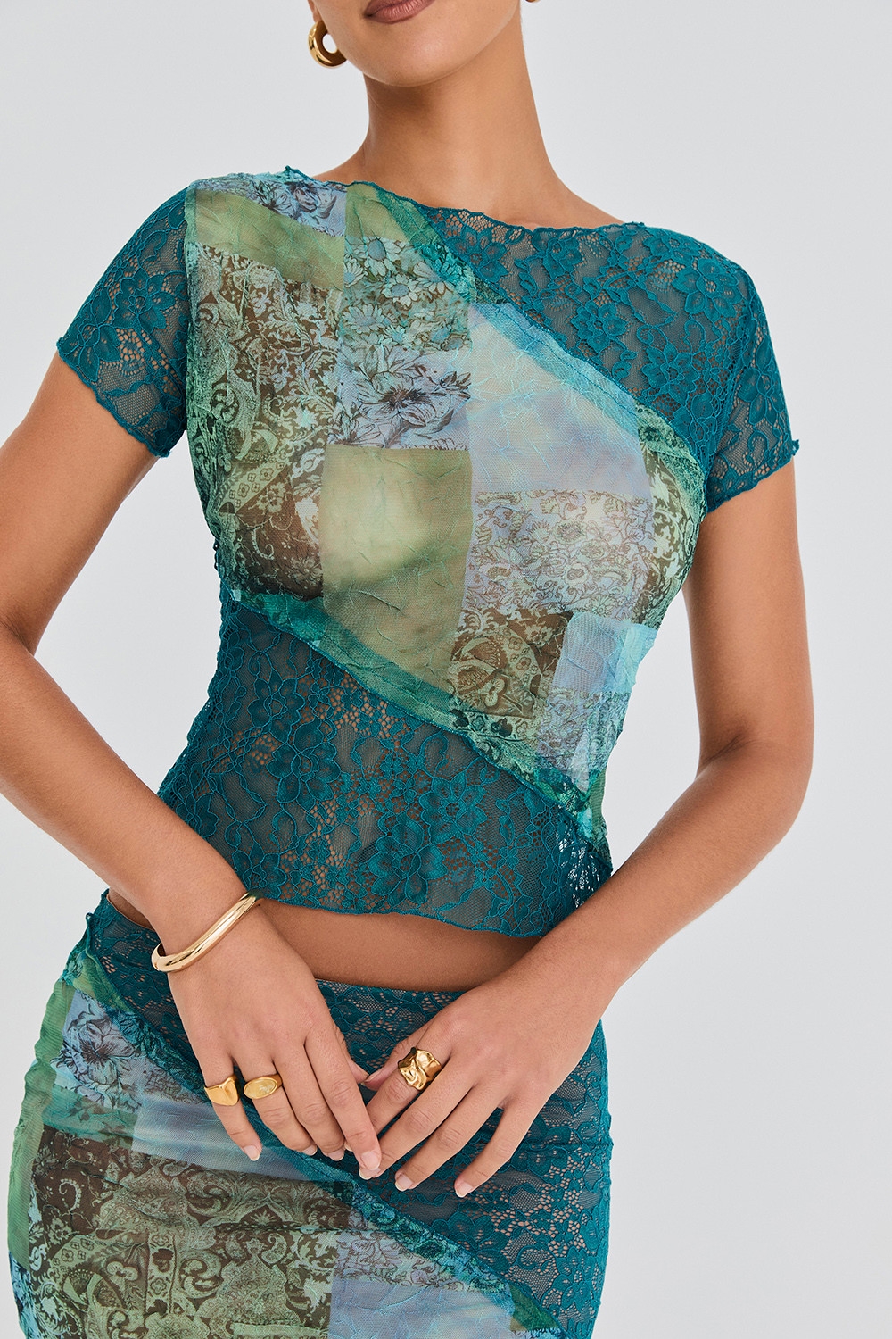 Mistress Rocks Ocean Teal Panelled Top - SALE