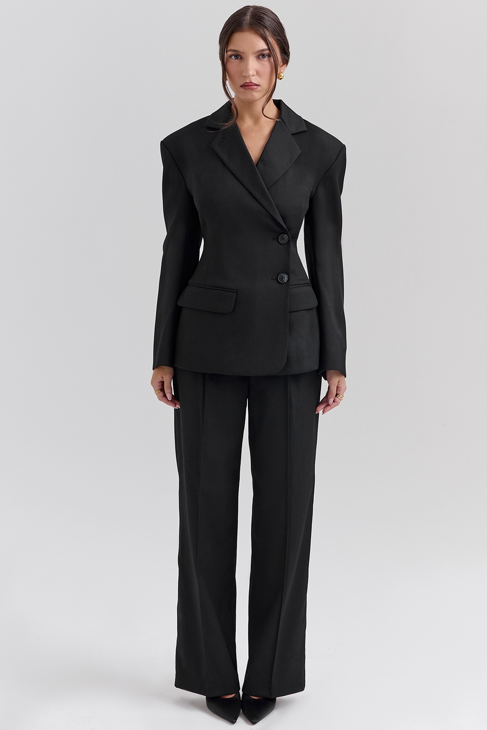 Hayden Black Wide Leg High Waist Tailored Trousers