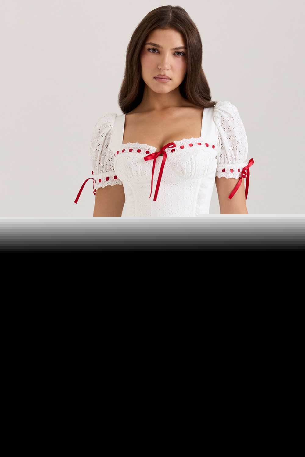 Jana White Broderie Anglaise Puff Sleeve Mini Dress