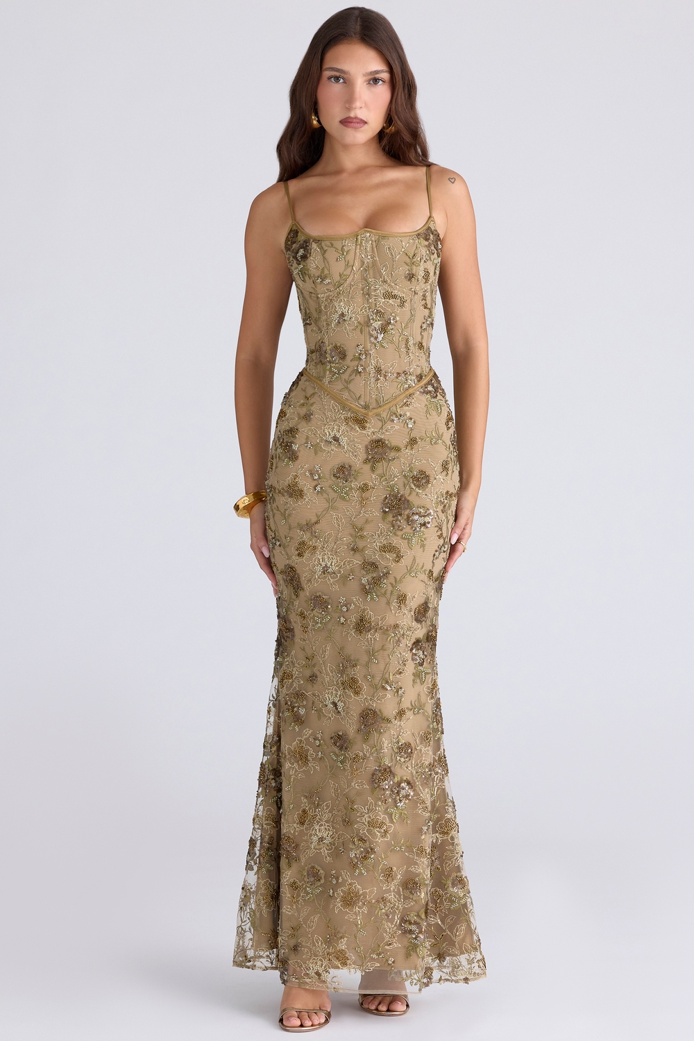 house of cb gold dress beige XS NWOT Item runs true to size chart and is cut to suit our size chart 'The OG' Ros Bandage Mini