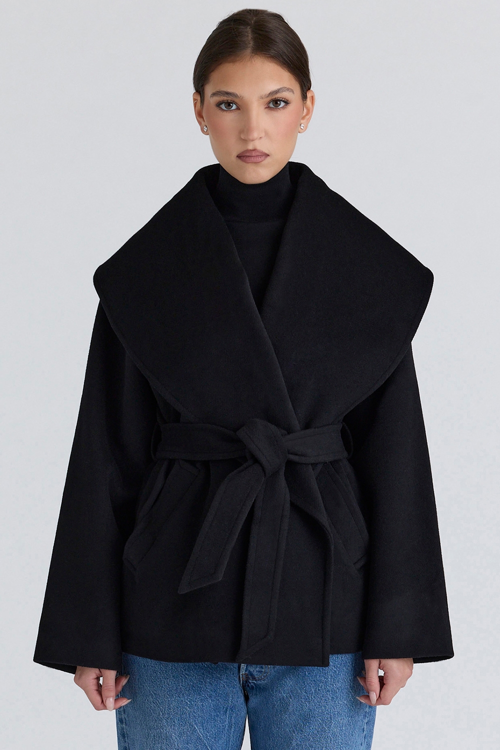 James Black Wool Shawl Collar Jacket
