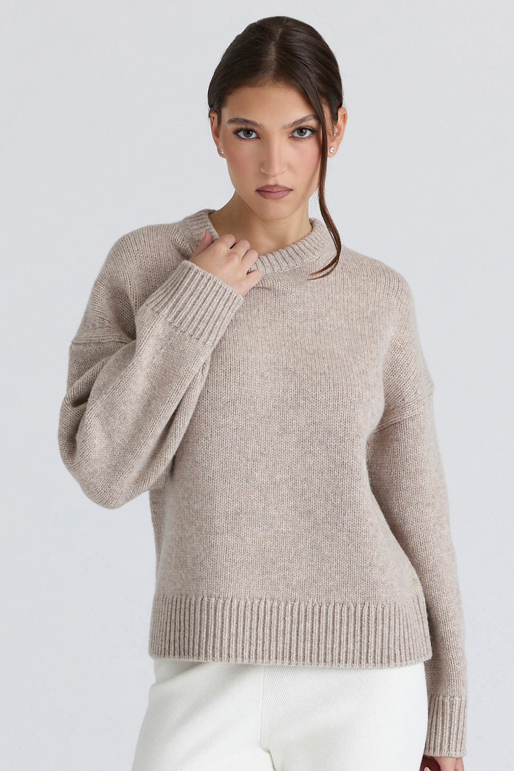 Bear Oatmeal Wool Chunky Knit Sweater