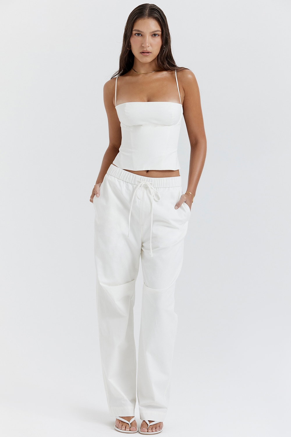 Luna White Cargo Trousers