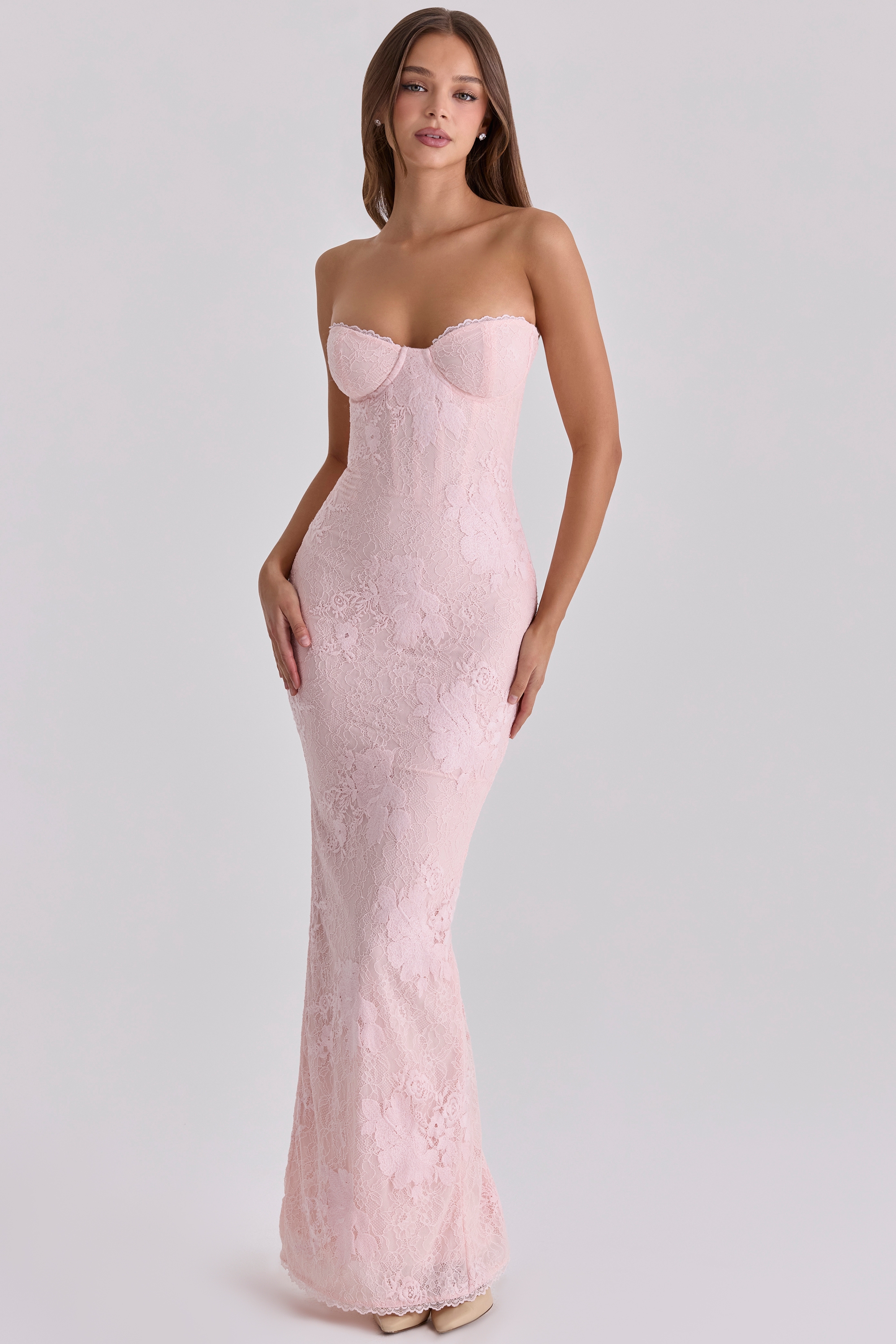 House OF CB Lucienne Floral Stretch-Lace Maxi Dress - Pink House OF CB Lucienne Floral Stretch-Lace Maxi Dress - Pink