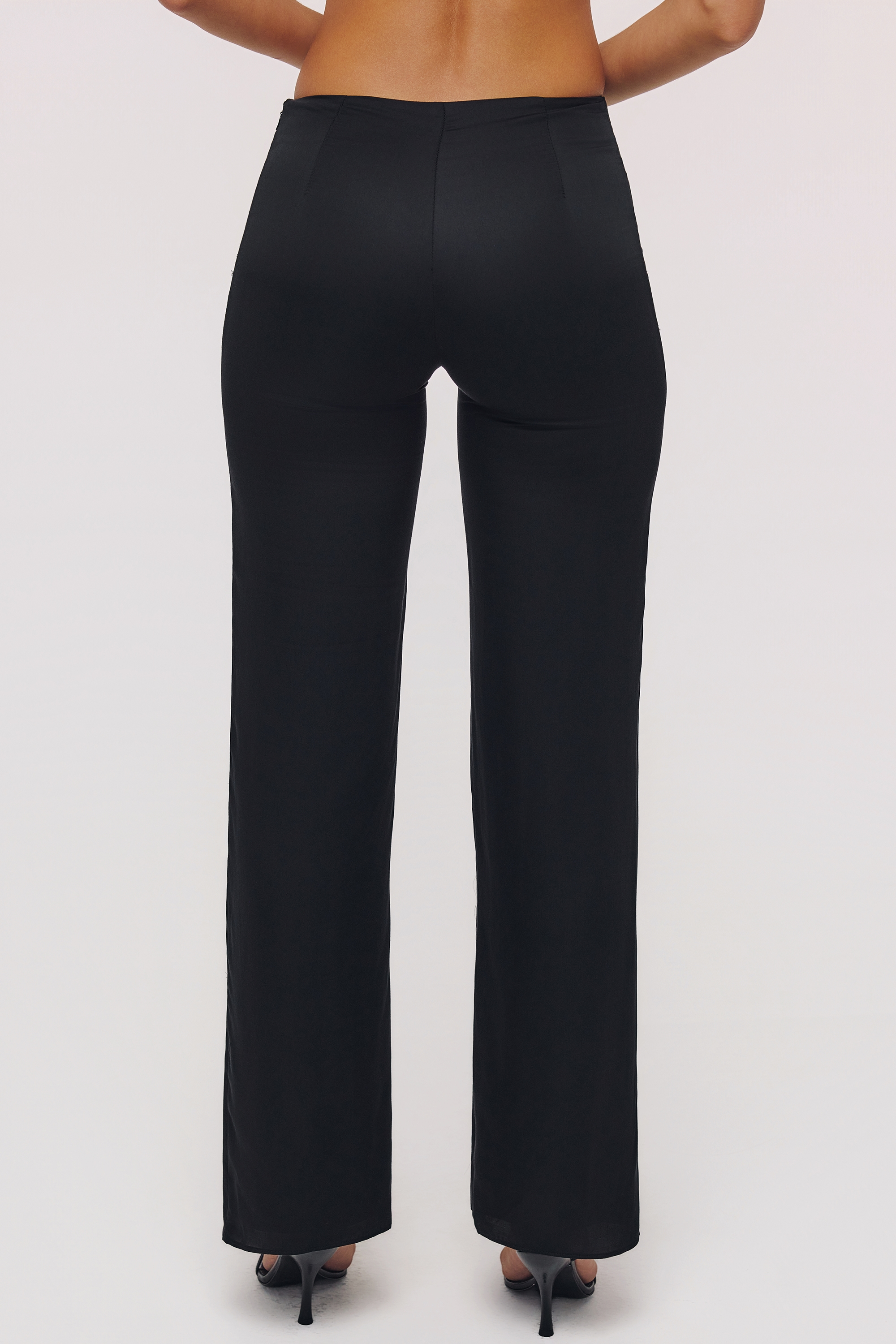 'Leona' Black Sateen Trousers with Over Skirt 'Leona' Black Sateen Trousers with Over Skirt