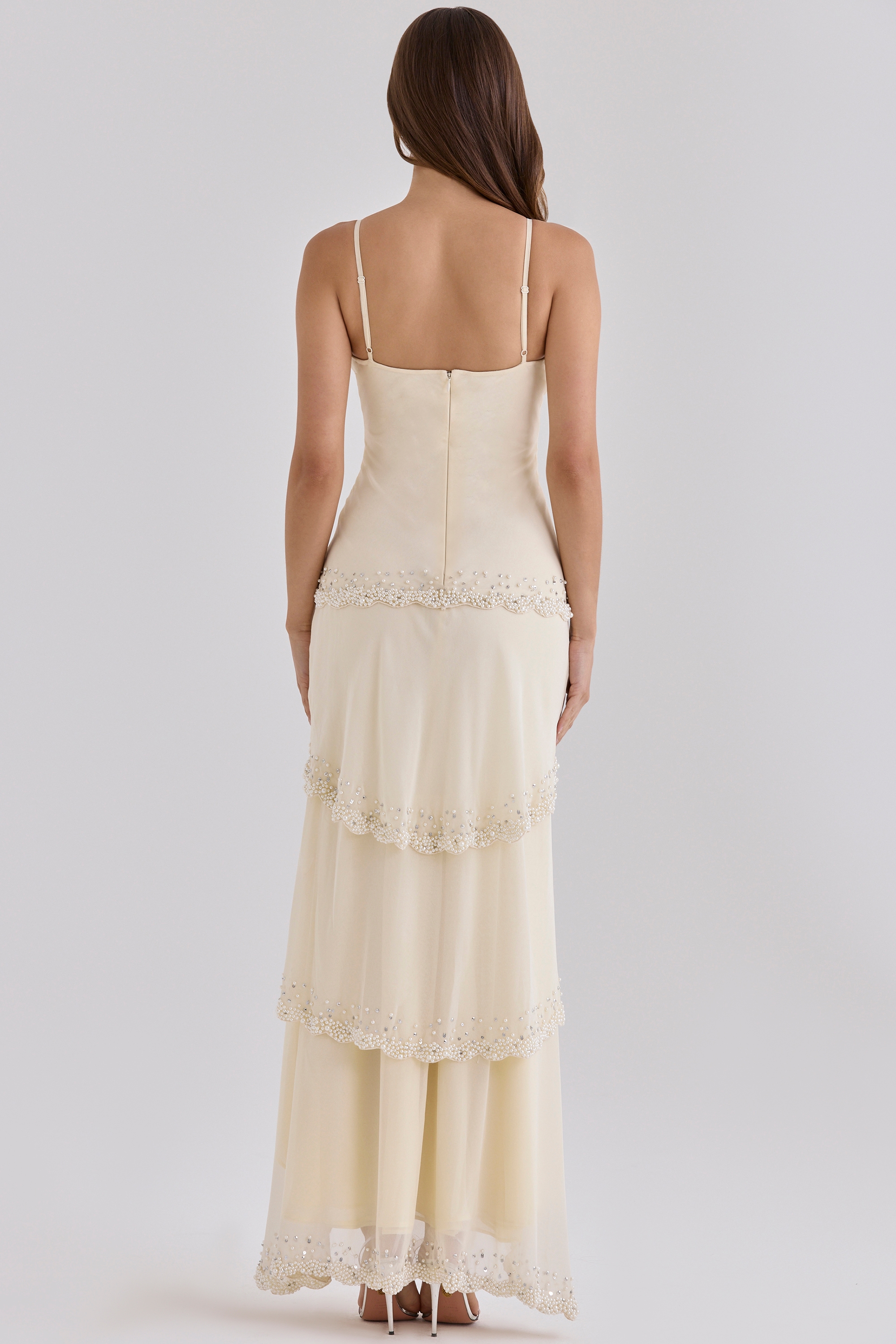 Sorelle Vanilla Georgette Hand Embellished Tiered Maxi Dress - Limited Edition — image 7