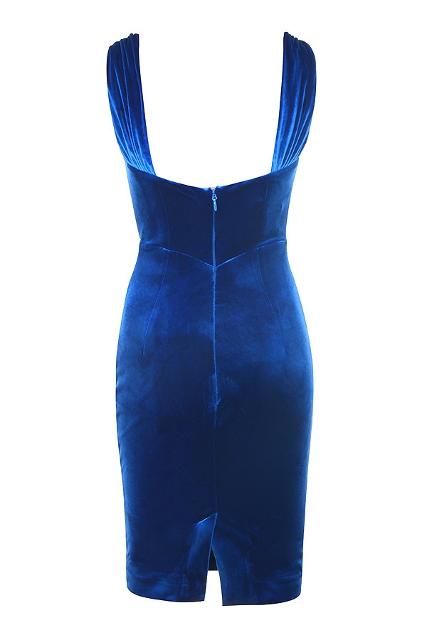 Clothing : Bodycon Dresses : 'Aneka' Cobalt Blue Velvet Plunge Corset Dress Clothing : Bodycon Dresses : 'Aneka' Cobalt Blue Velvet Plunge Corset Dress