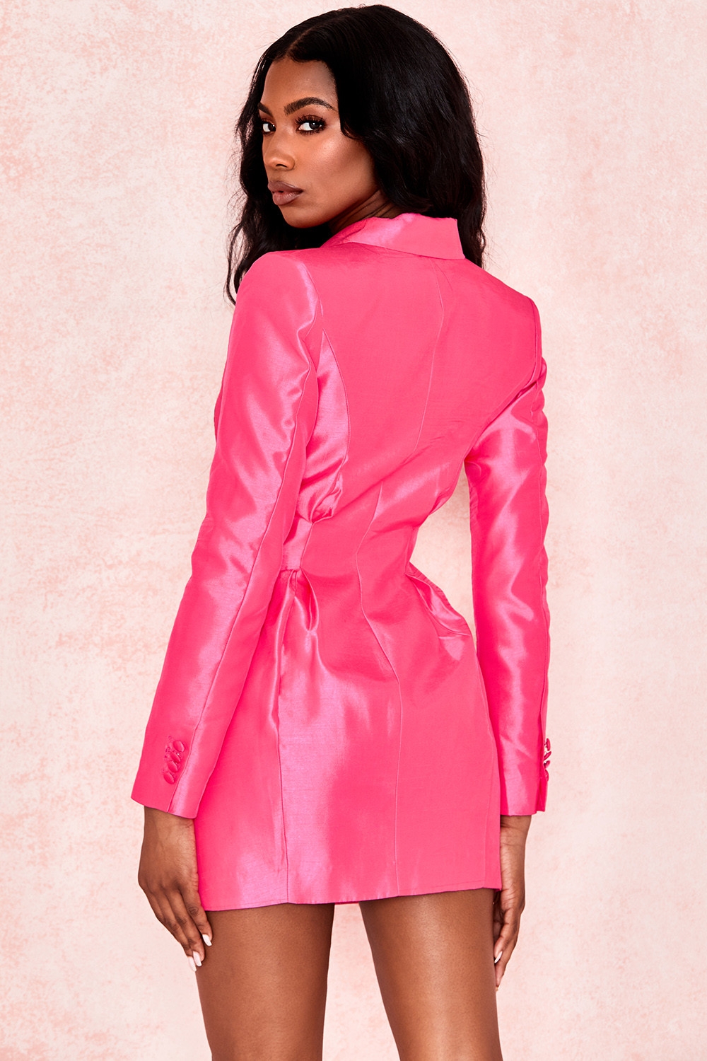 pink leather blazer dress Rr Hot Pink Faux Leather Make 'em Shook Blazer Dress- Size 1