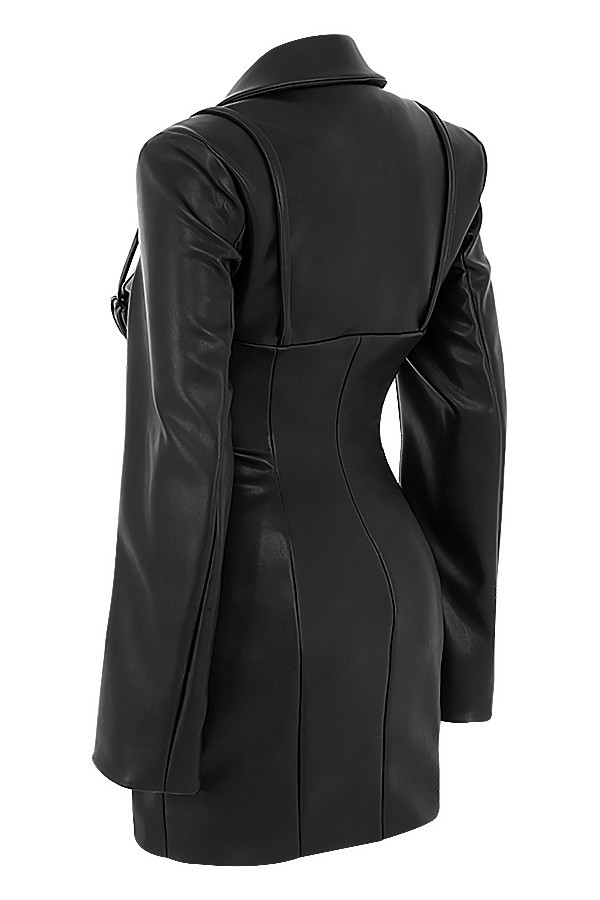 Clothing : Jackets : Mistress Rocks 'Bold Moves' Black Vegan Leather Blazer Dress Clothing : Jackets : Mistress Rocks 'Bold Moves' Black Vegan Leather Blazer Dress